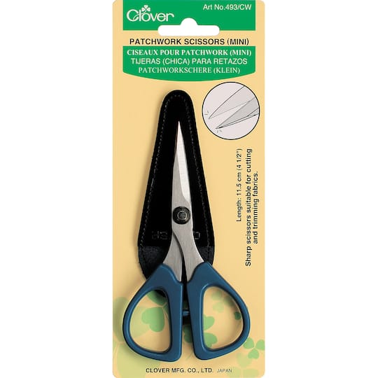 Clover Mini 4.5&#x22; Patchwork Scissors with Sheath Cover